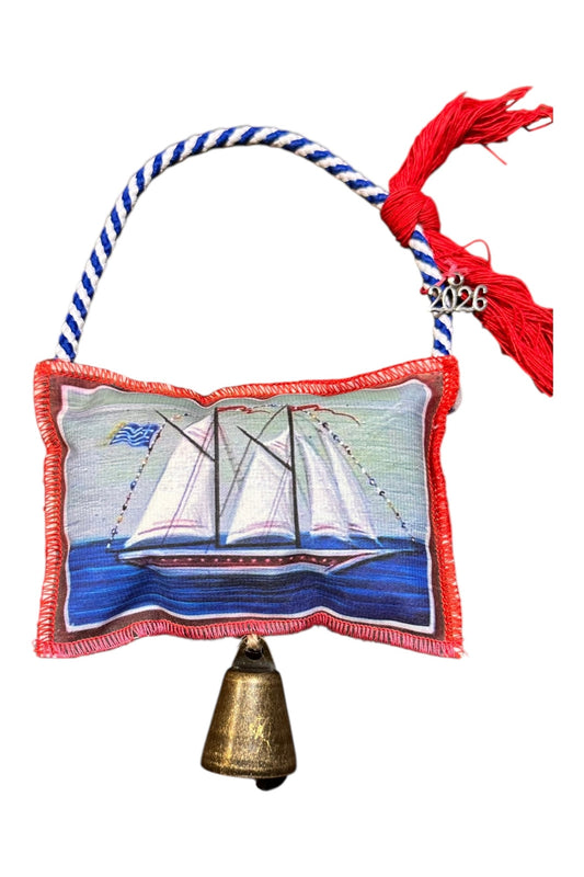 Maria Davilla - Χειροποίητο Γούρι Μαξιλαράκι Με Κουδουνάκι Καράβι