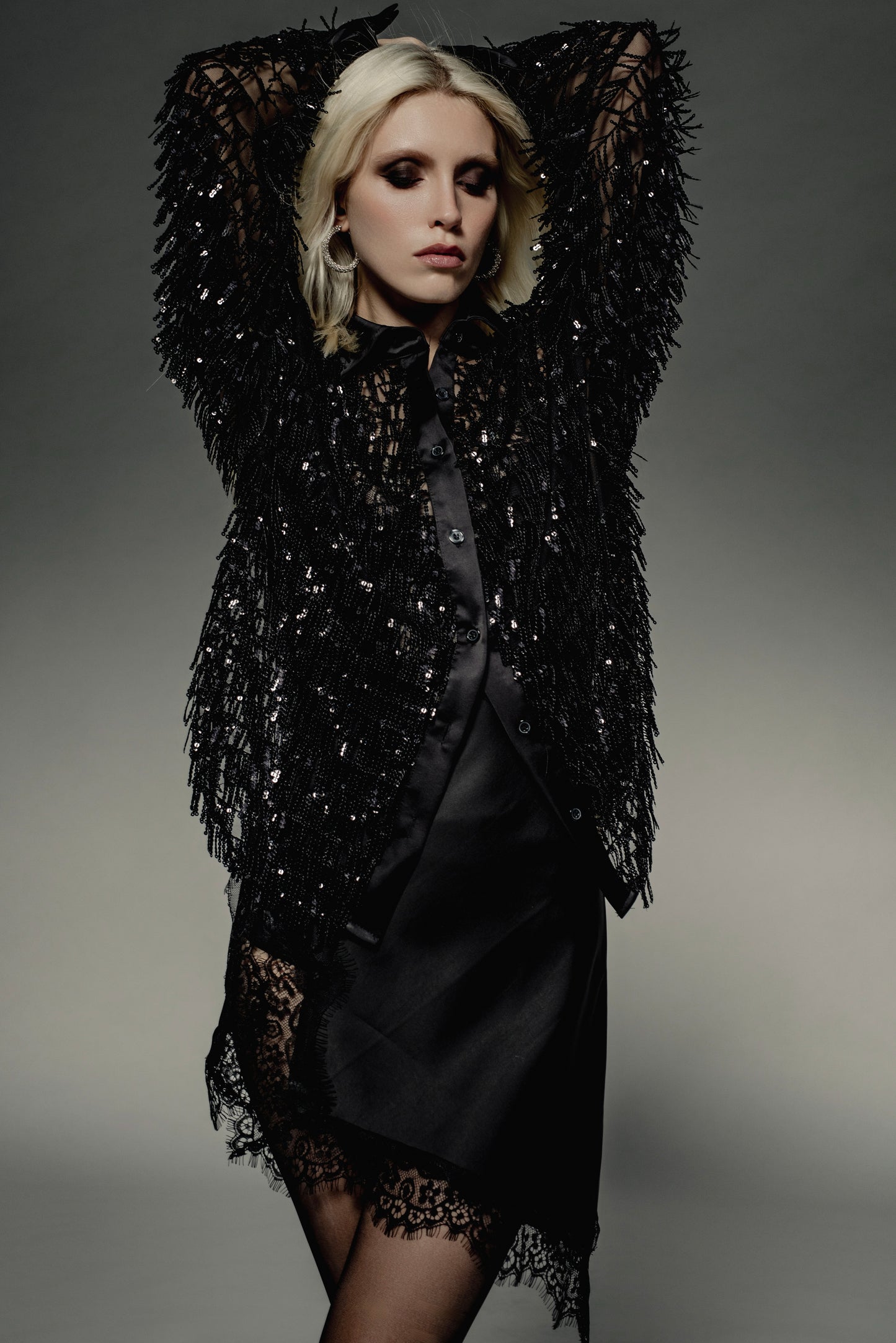 Charizma- Πουκάμισο με Παγιέτες και Σατέν Μανσέτα & Γιακά