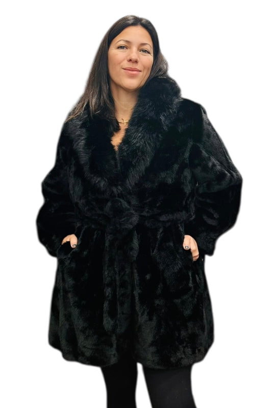 Charizma - Συνθετική Γούνα Midi Μαύρη