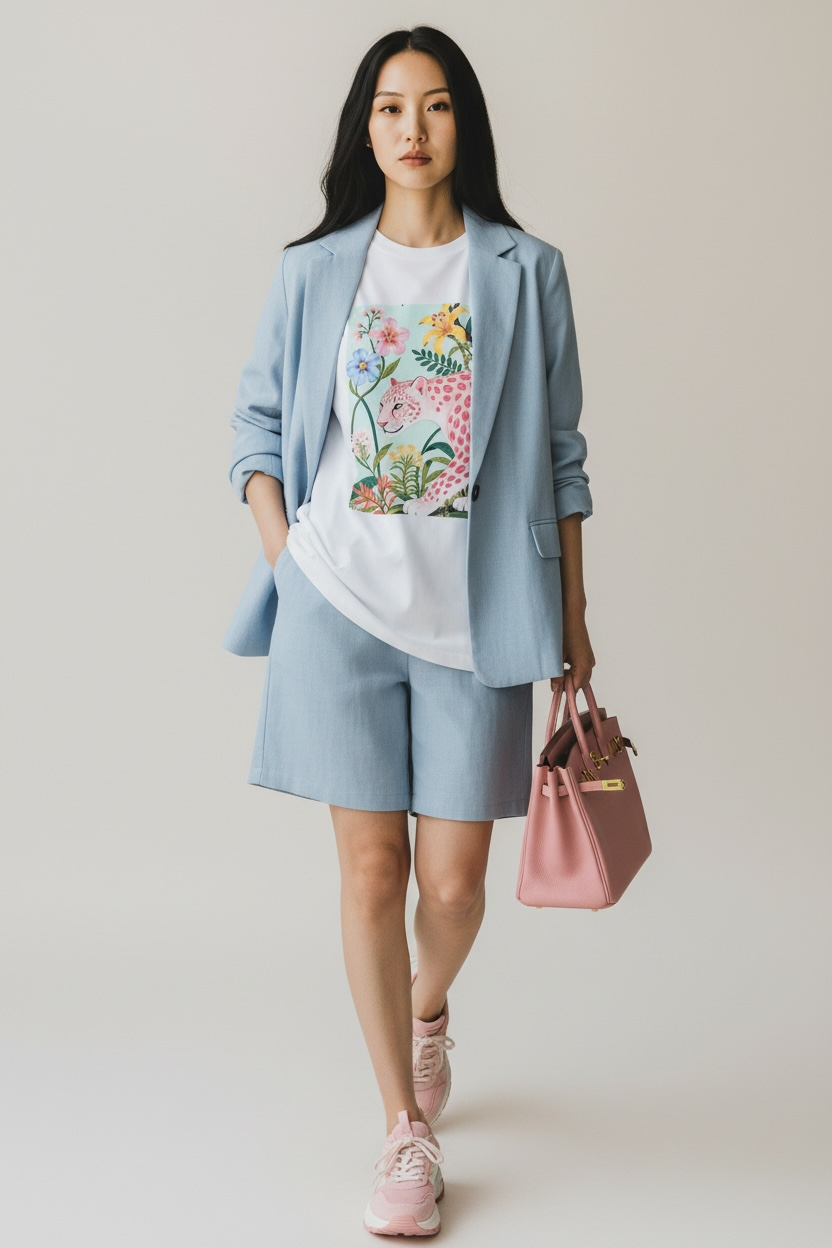 Charizma - Oversized Μακό T-shirt Flower Power Panther