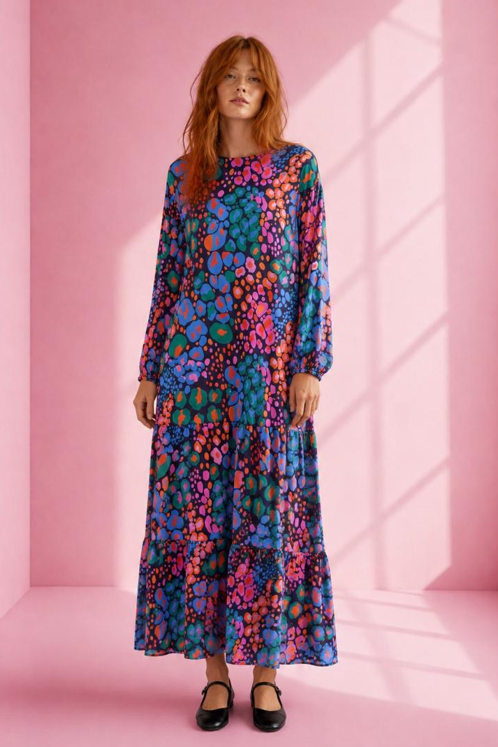 Minuu by Sourloulou- Mista Maxi Φόρεμα με Πολύχρωμο Abstract Print