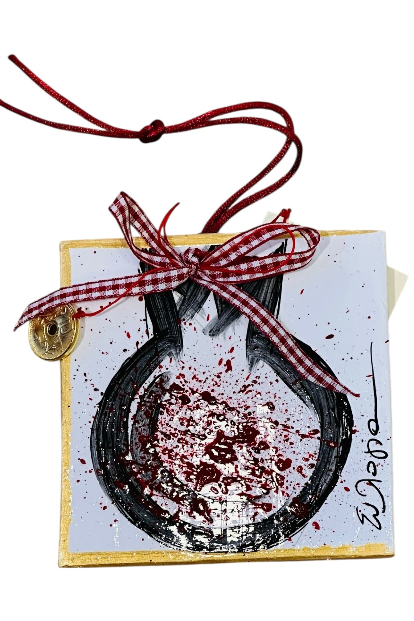 Ψαρόνι - Κεραμικό Γούρι Πλακάκι Ρόδι Χρυσό