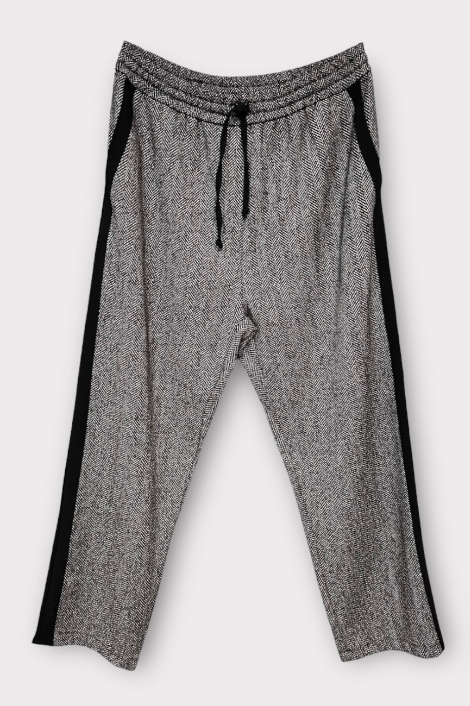 Figaro - Ψηλόμεσο Μαύρο Ψαροκόκαλο Παντελόνι με Ρίγα στο Πλάι και Λάστιχο