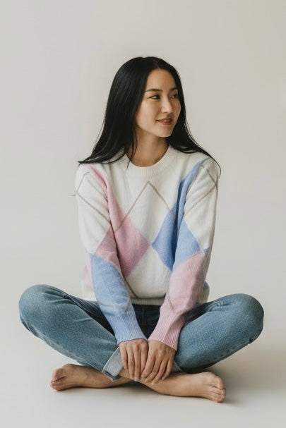 Charizma - Πλεκτό Πουλόβερ Ρόμβοι (Argyle) Εκρού