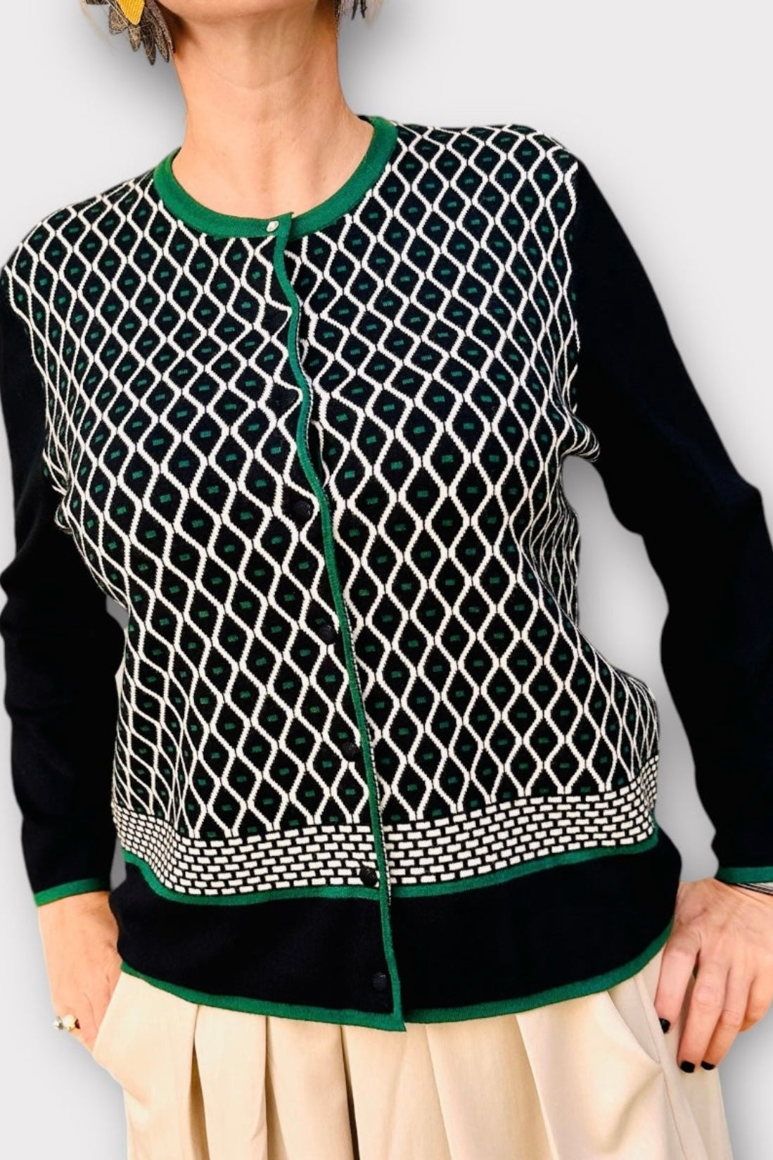 Charizma - Πλεκτή Κοντή Ζακέτα Με Ρόμβους