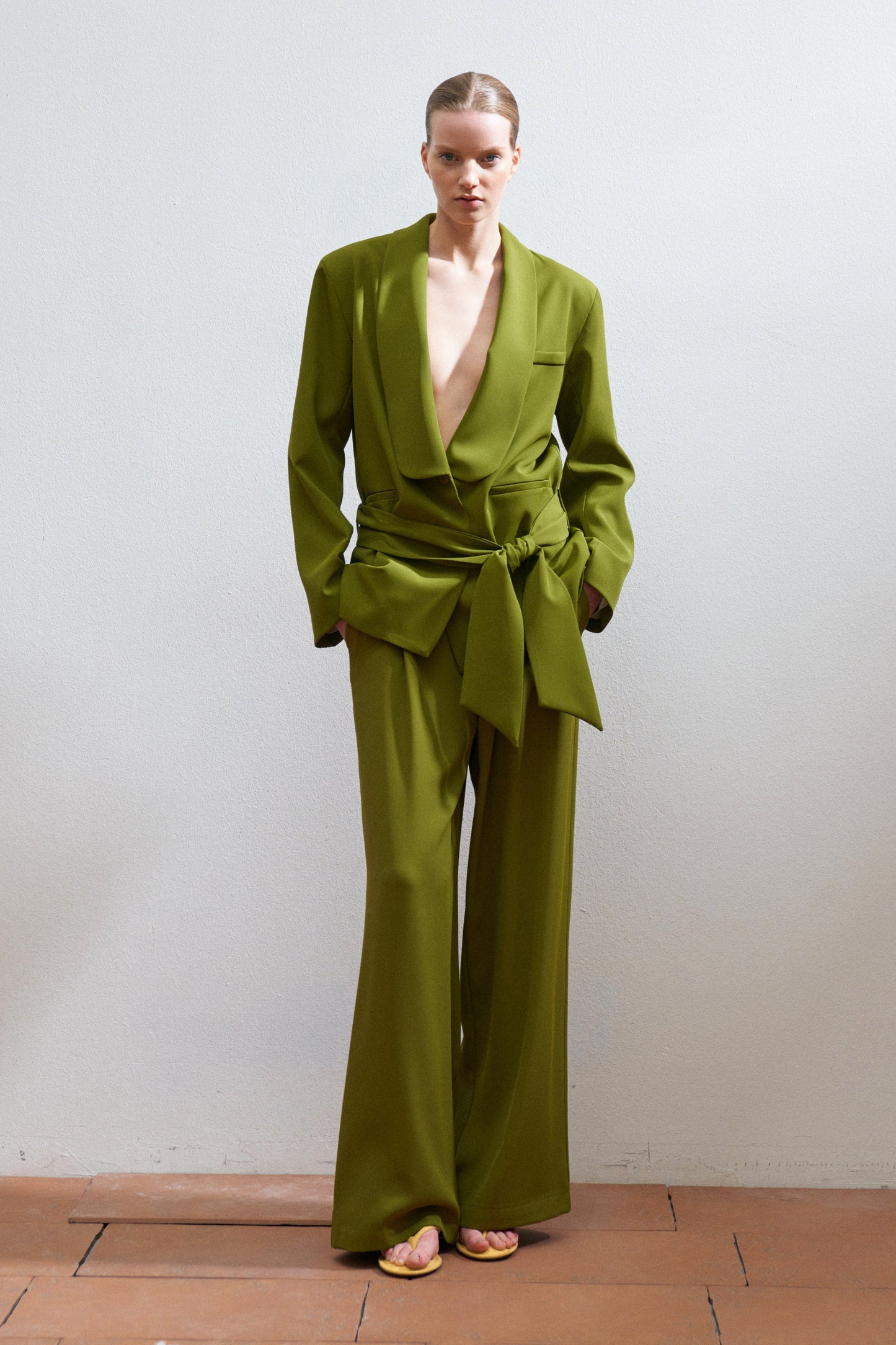 Lumina - Σακάκι με Ζώνη και Βάτες Πράσινο