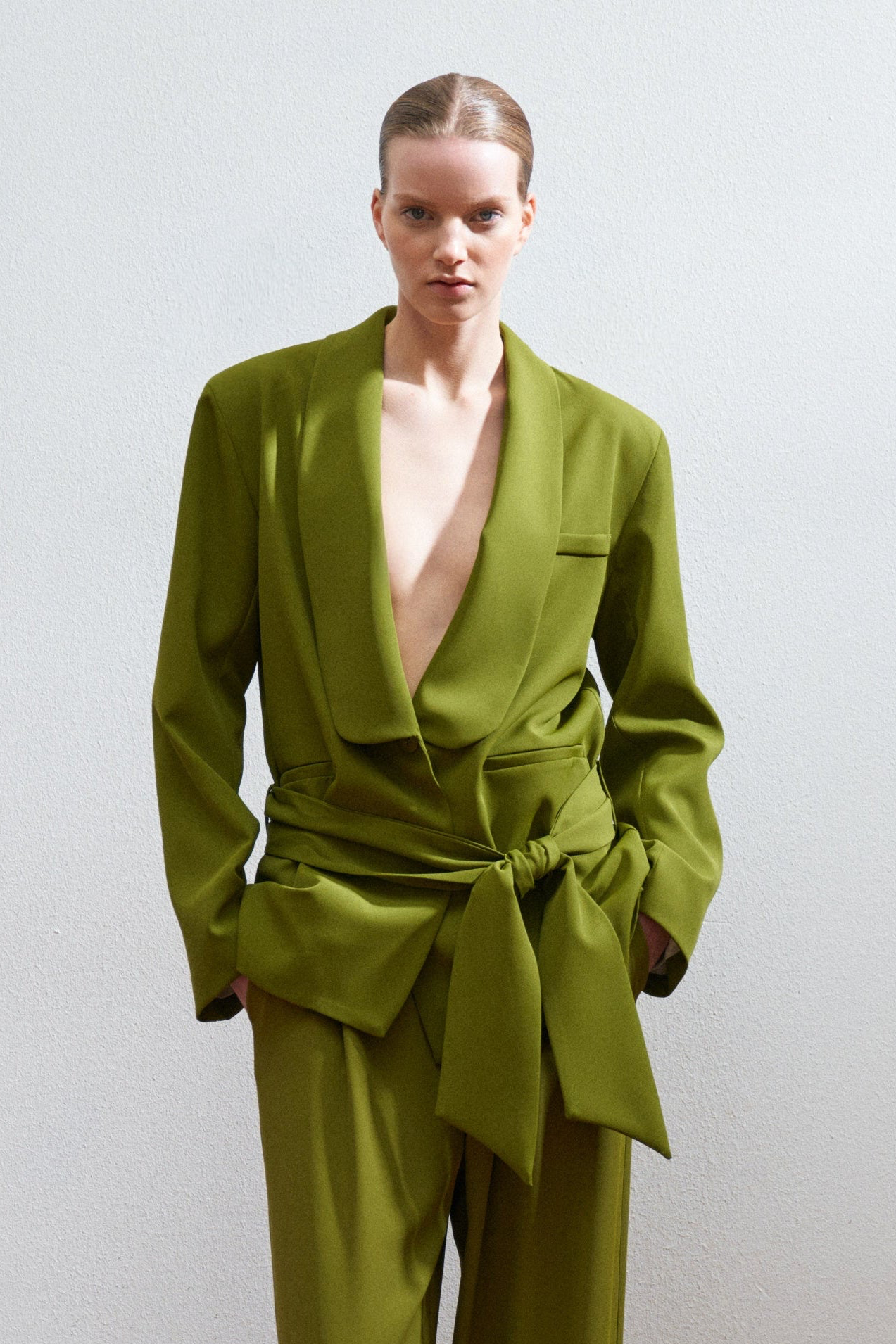Lumina - Σακάκι με Ζώνη και Βάτες Πράσινο