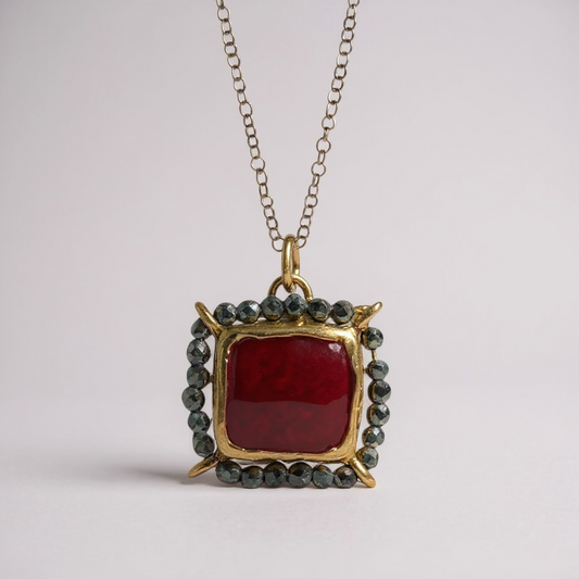 Tonia Makri - Χειροποίητο Επίχρυσο Ασημένιο Κολιέ με ημιπολύτιμους λίθους