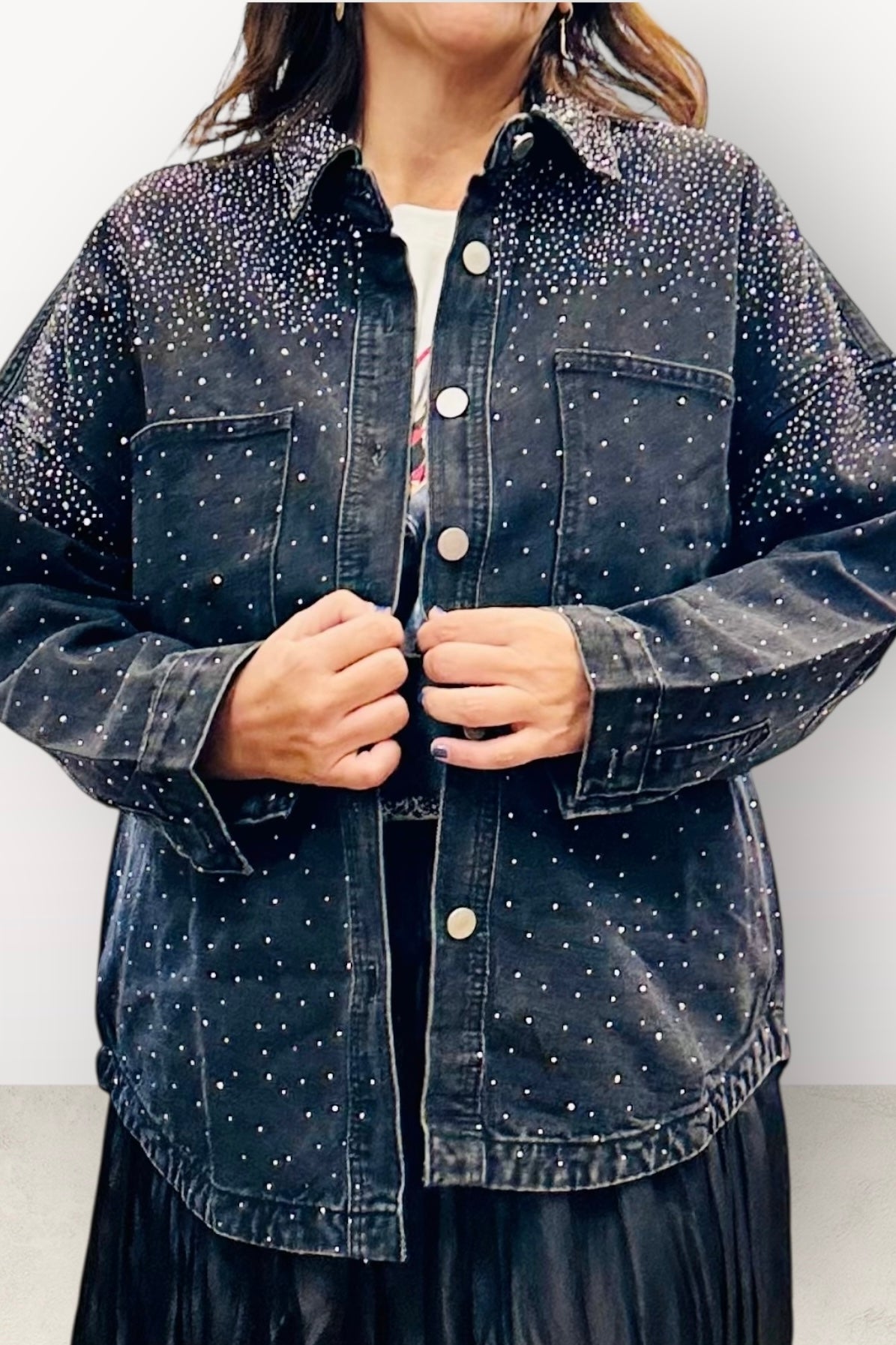 Charizma  - Starlight Jean - Τζιν Πουκάμισο ή Μπουφάν Με στρας Μαύρο