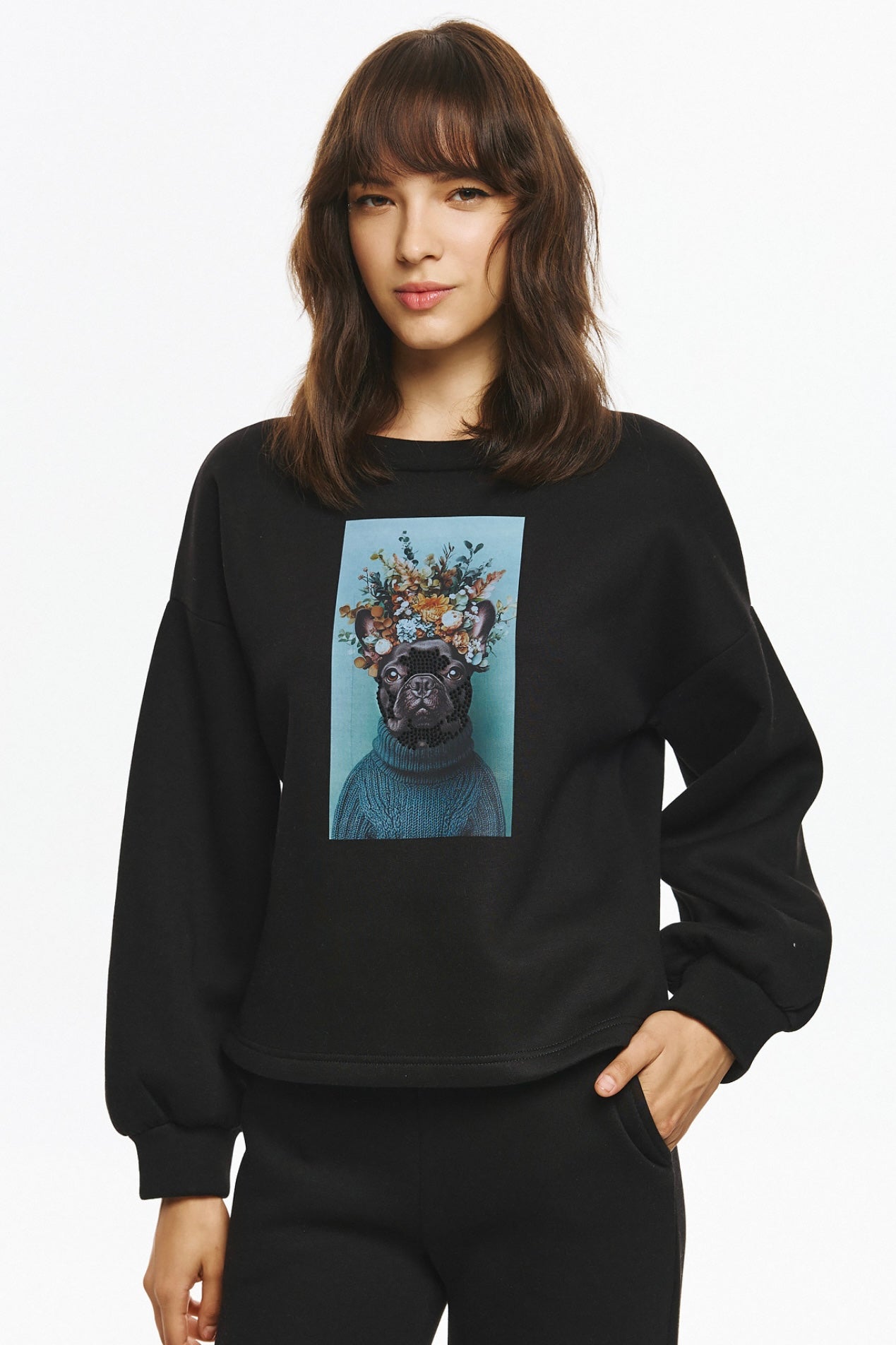 Unitee- Φούτερ Μπλούζα με Γαλλικό Μπουλντόγκ