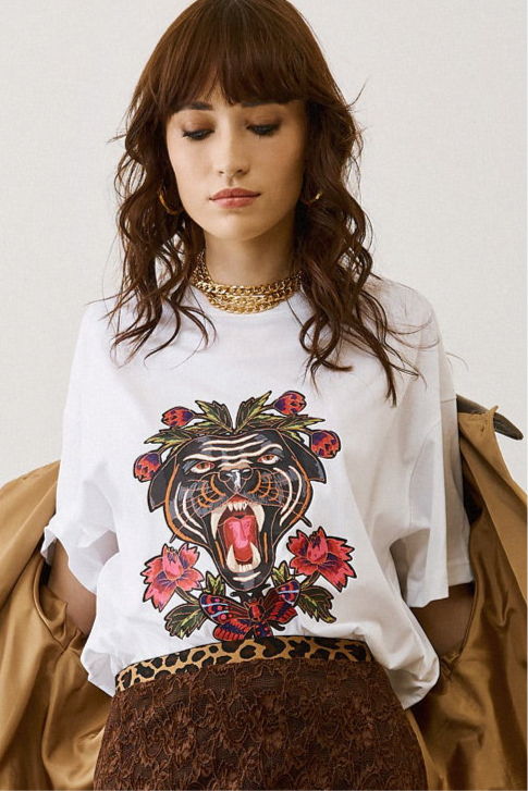 Eighty2 by Figaro - Λευκό Μακό με Animal & Floral Print