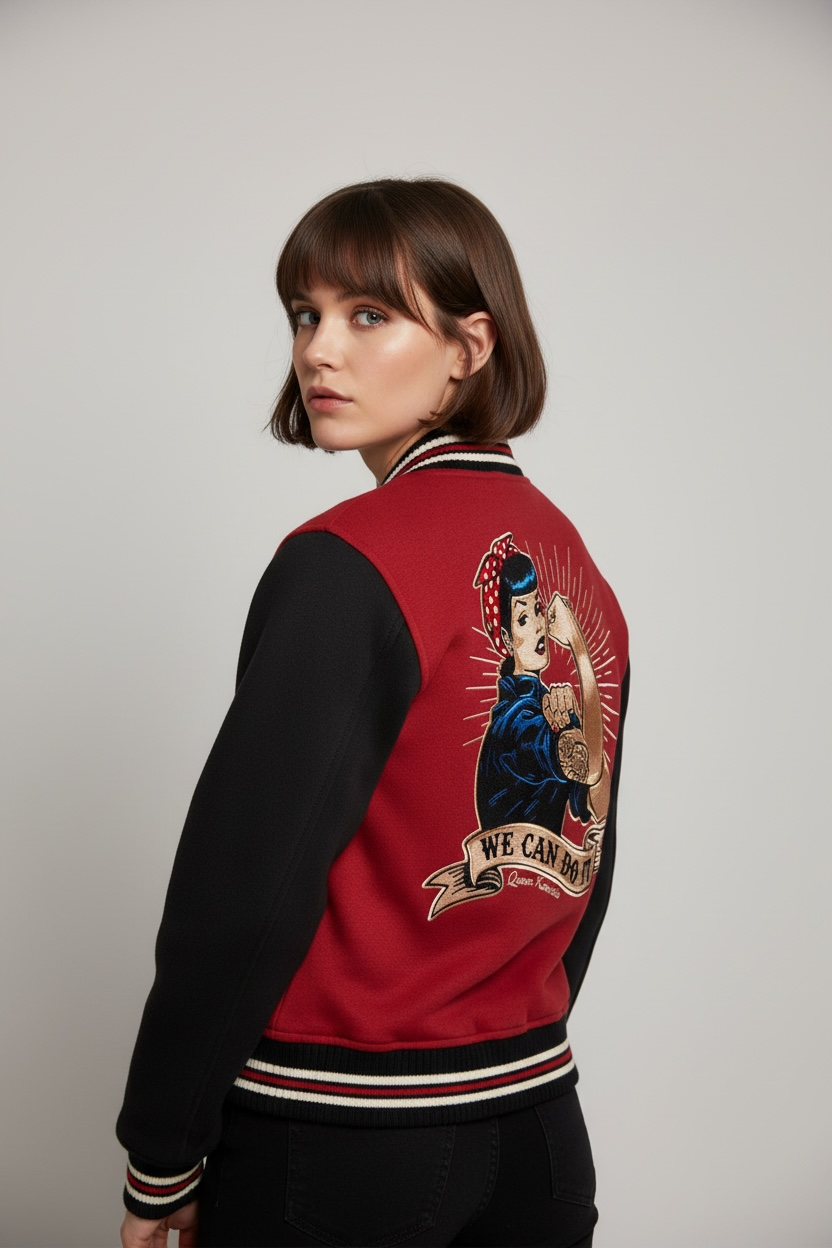 Queen Kerosin - Κολεγιακό Τζάκετ «We Can Do It» Κόκκινο