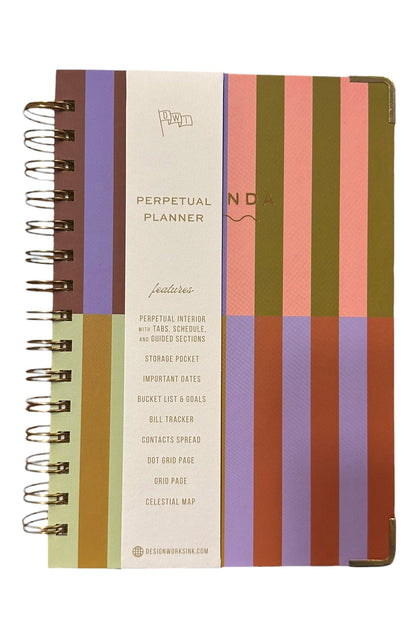 Designworks Agenda Planner Stripes  - Ετήσια Ατζέντα Mε Σπιράλ Βιβλιοδεσία χωρίς Ημερομηνίες