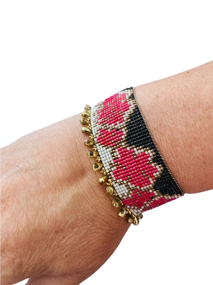 Needs & Pins - Βραχιόλι Floral – Κόκκινο Ροζ