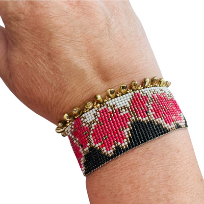 Needs & Pins - Βραχιόλι Floral – Κόκκινο Ροζ