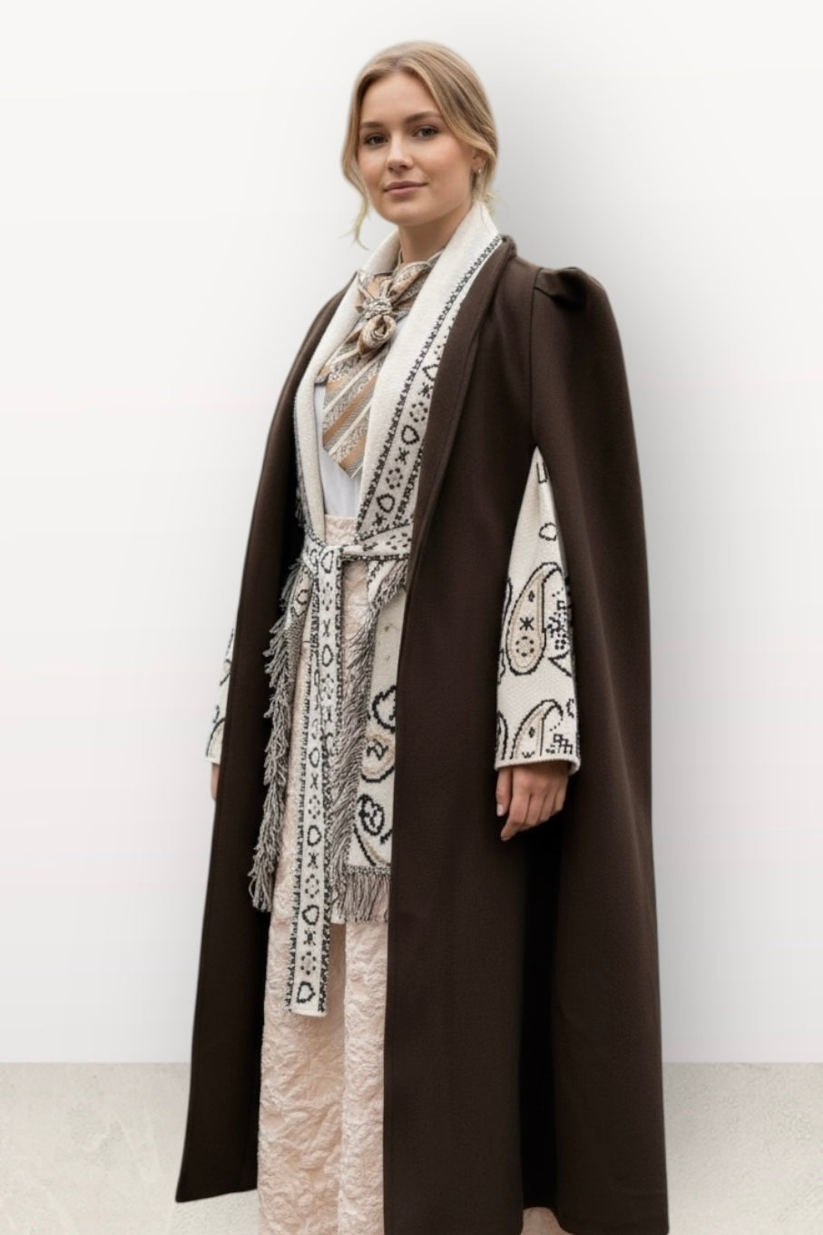 Charizma - Μακριά Κάπα Καφέ Σκούρο