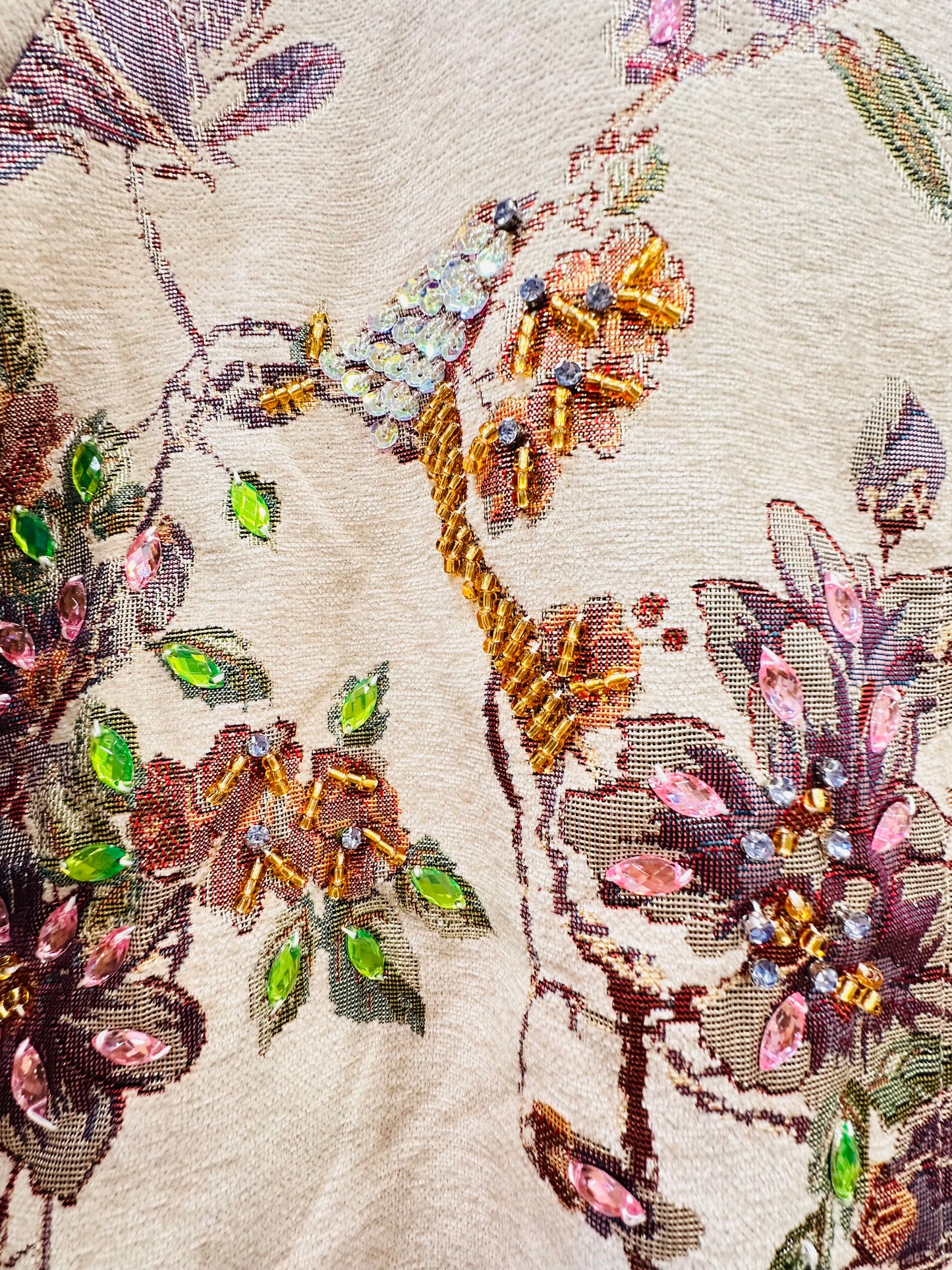 Charizma - Πανωφόρι Bomber με Ανάγλυφο Ανθοκέντημα & Παγιέτες Μπεζ