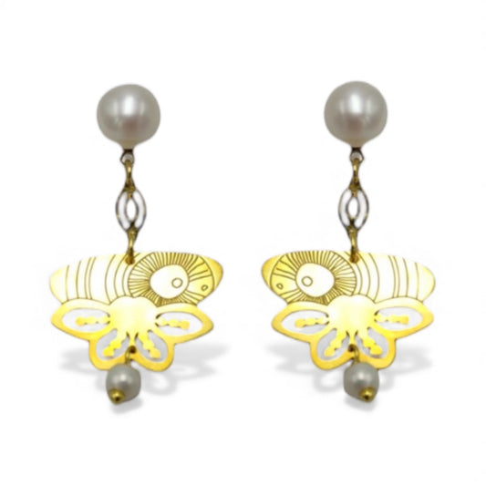 Pavlina Verouki Classic Eyes -  Σκουλαρίκια  Μάτι Μέλισσα με Μαργαριτάρια