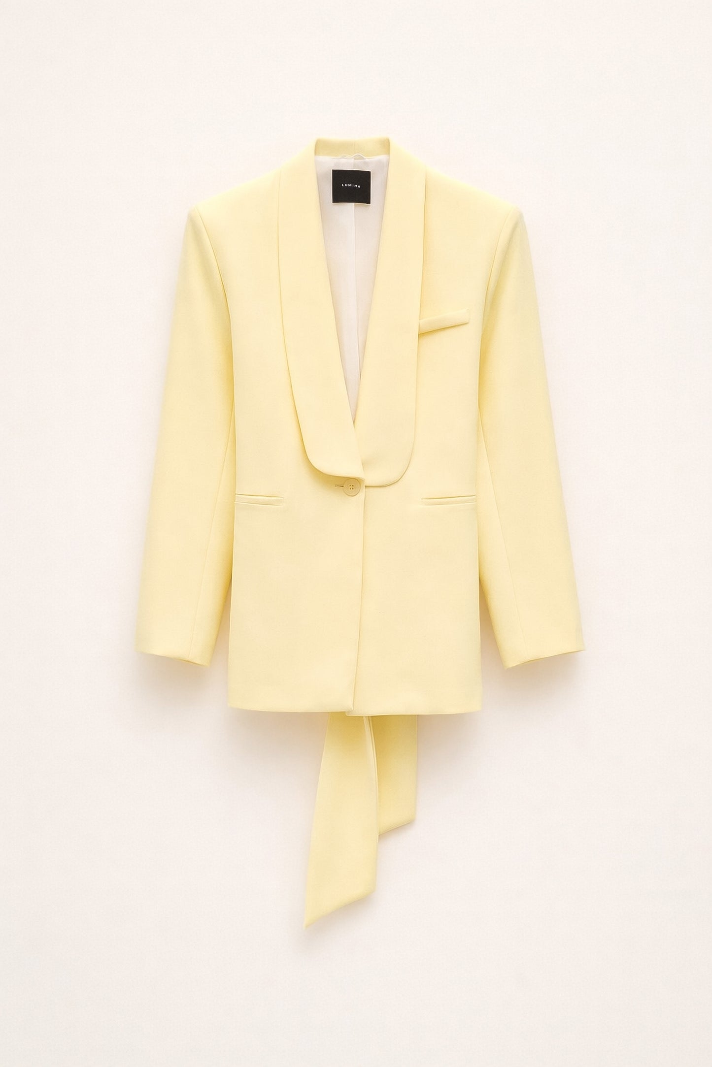 Lumina - Σακάκι με Ζώνη και Βάτες Παστέλ Κίτρινο