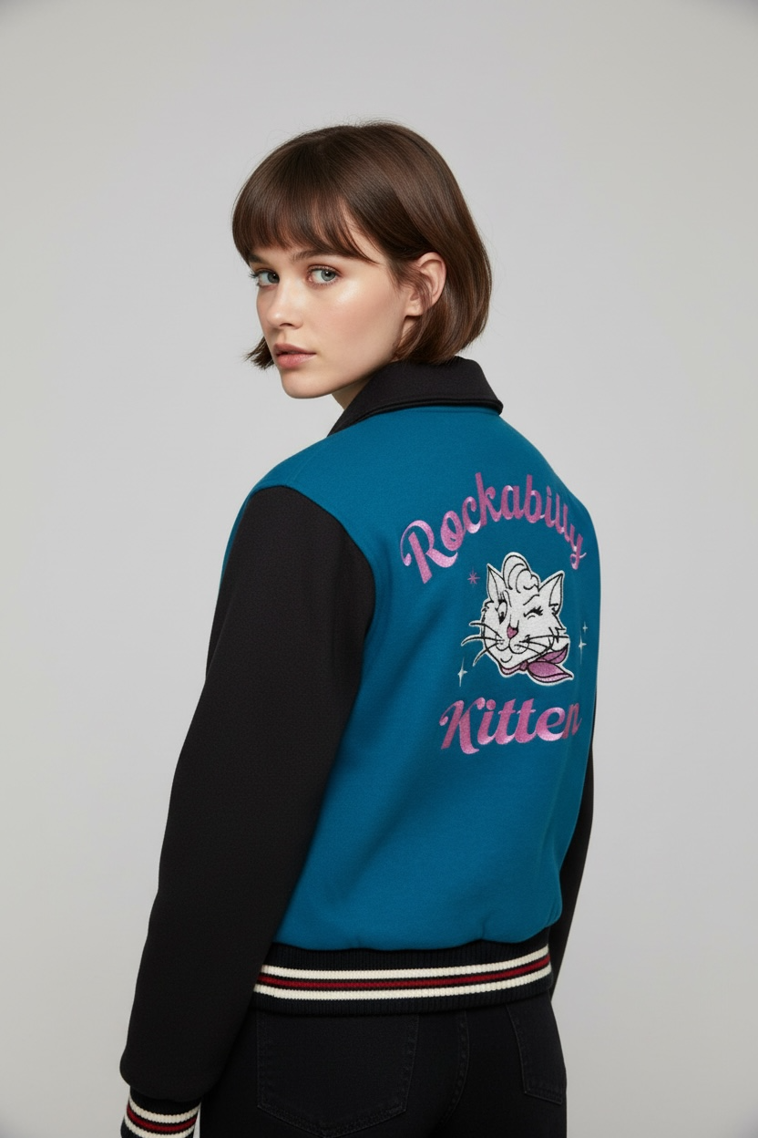 Queen Kerosin - Κολεγιακό Τζάκετ «Rockabilly Kitten» Κόκκινο