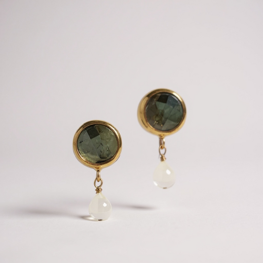 Tonia Makri - Χειροποίητα Επίχρυσα Ασημένια Σκουλαρίκια Με Ημιπολύτιμους Λίθους