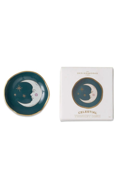Designworks Celestial Terracotta Teal Moon - Κεραμικό Πιατάκι Μικροαντικειμένων