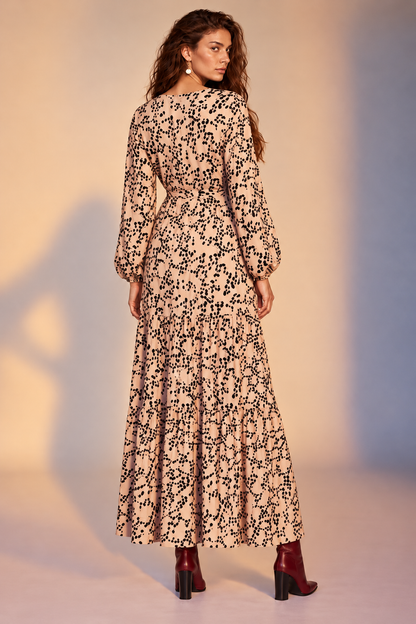Minuu by Sourloulou- Mista Leopard Maxi Φόρεμα με Διακριτικό Animal Print