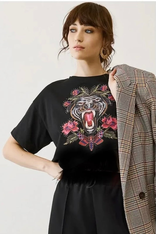 Eighty2 by Figaro - Μαύρο Μακό με Animal & Floral Print