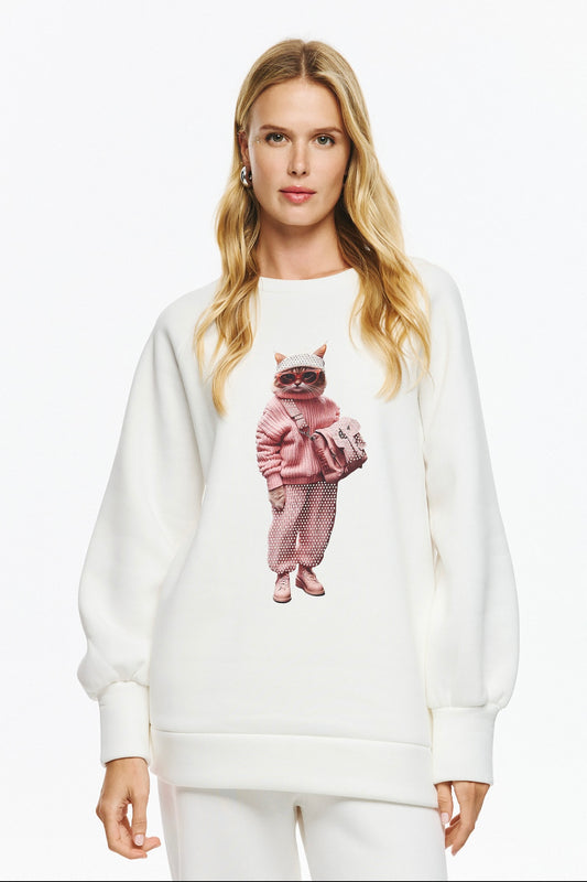 Unitee- Φούτερ Μπλούζα με Γάτα