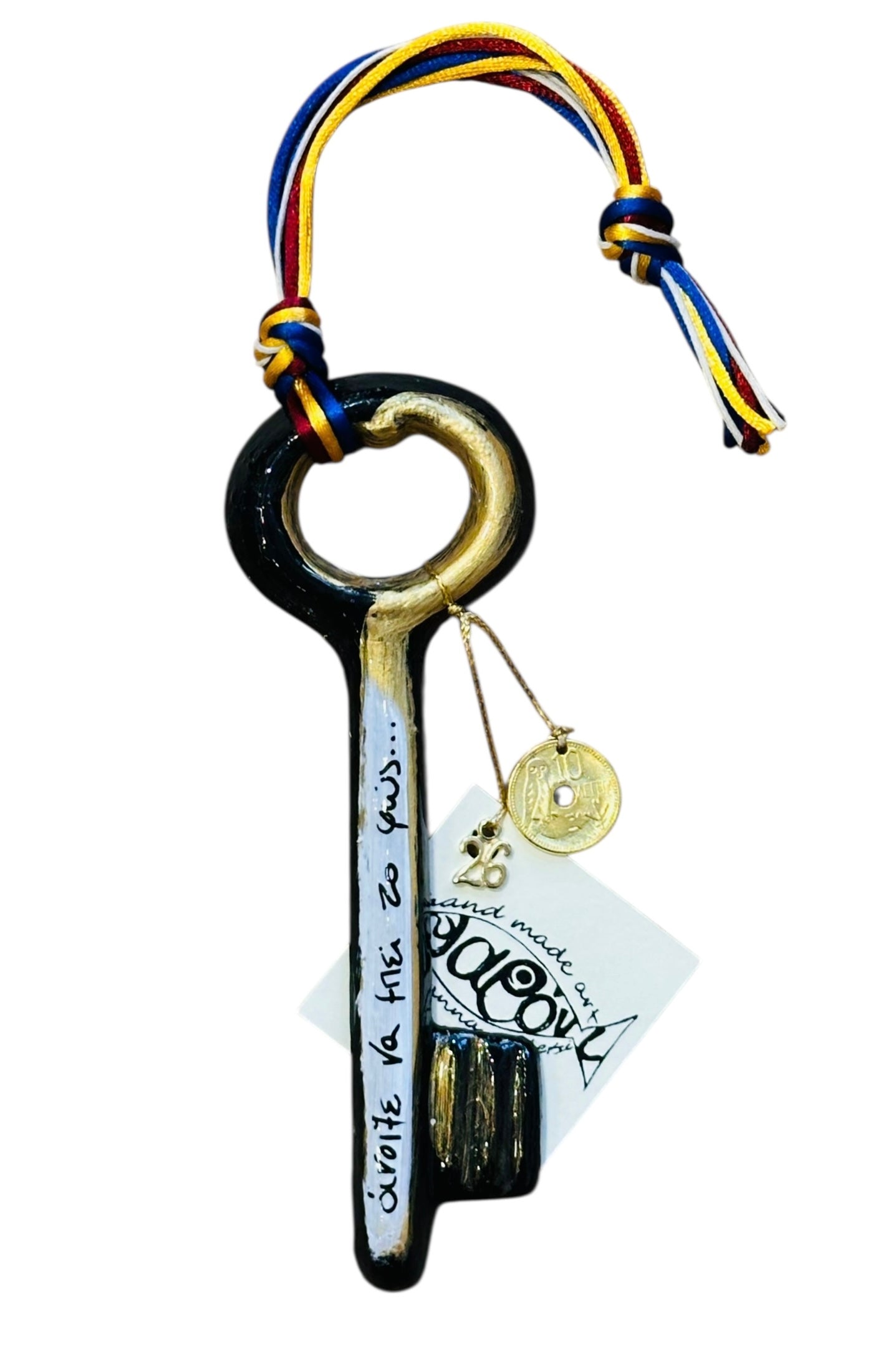 Ψαρόνι - Κεραμικό Γούρι Κλειδί Χρυσό