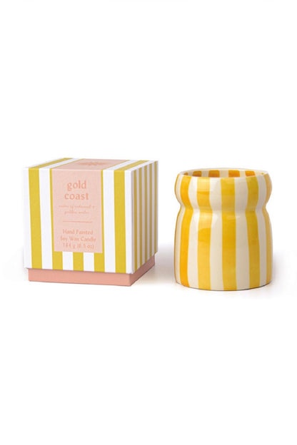 Paddywax Cabana Gold Coast - Φυτικό Κερί 184gr σε κίτρινο ριγέ κεραμικό δοχείο