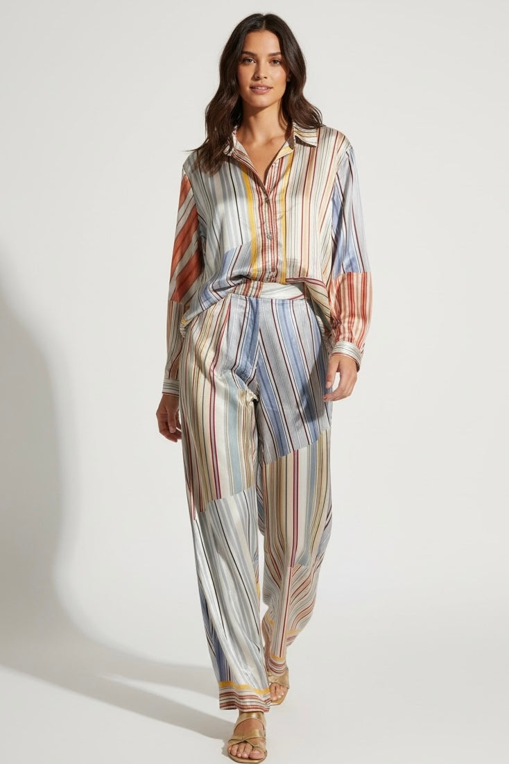 Charizma - Σετ Πουκάμισο & Παντελόνα Σατέν Ριγέ