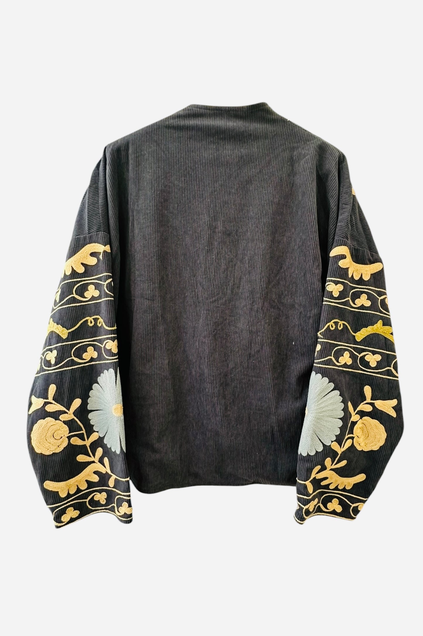 Charizma - Κοτλέ Κεντητό Jacket με Floral Κέντημα σε Navy Blue