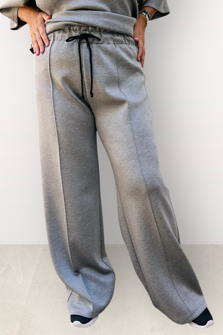 Eighty2 by Figaro  - Παντελόνα με Λάστιχο & Κορδόνι στη Μέση Γκρι