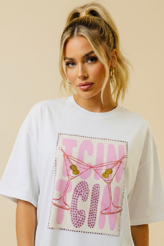 Unitee - Λευκό Μακό T-Shirt με Στάμπα «Tcin Tcin»