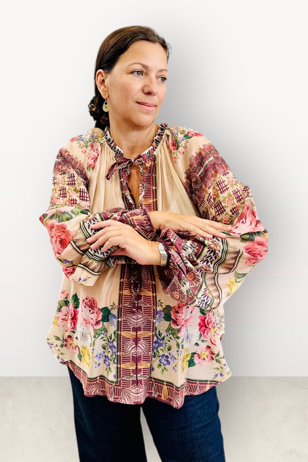 Charizma - Πουκαμίσα Με Λουλούδια Και Δέσιμο Στον Λαιμό