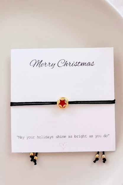 Queen Handmade Creations - Βραχιόλι Αστέρι με Χρυσό Επιχρυσωμένο Στοιχείο σε Κάρτα Δώρου