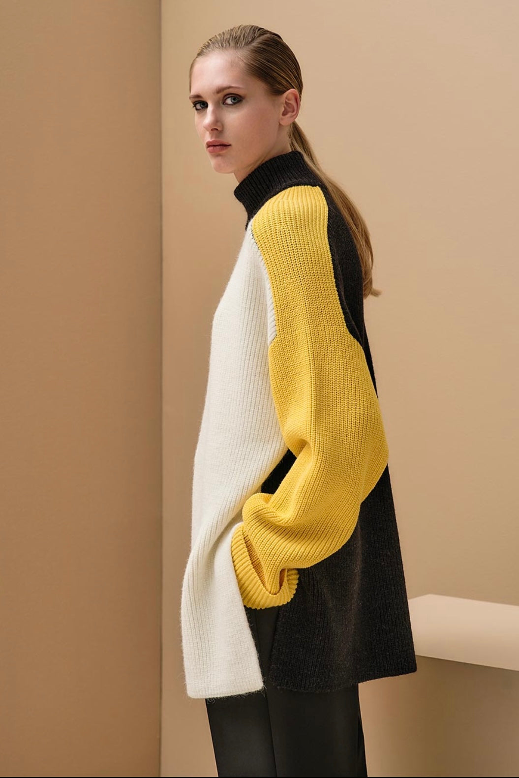 Tailor Made- 3 colors oversized Πουλόβερ Κίτρινο, Off White