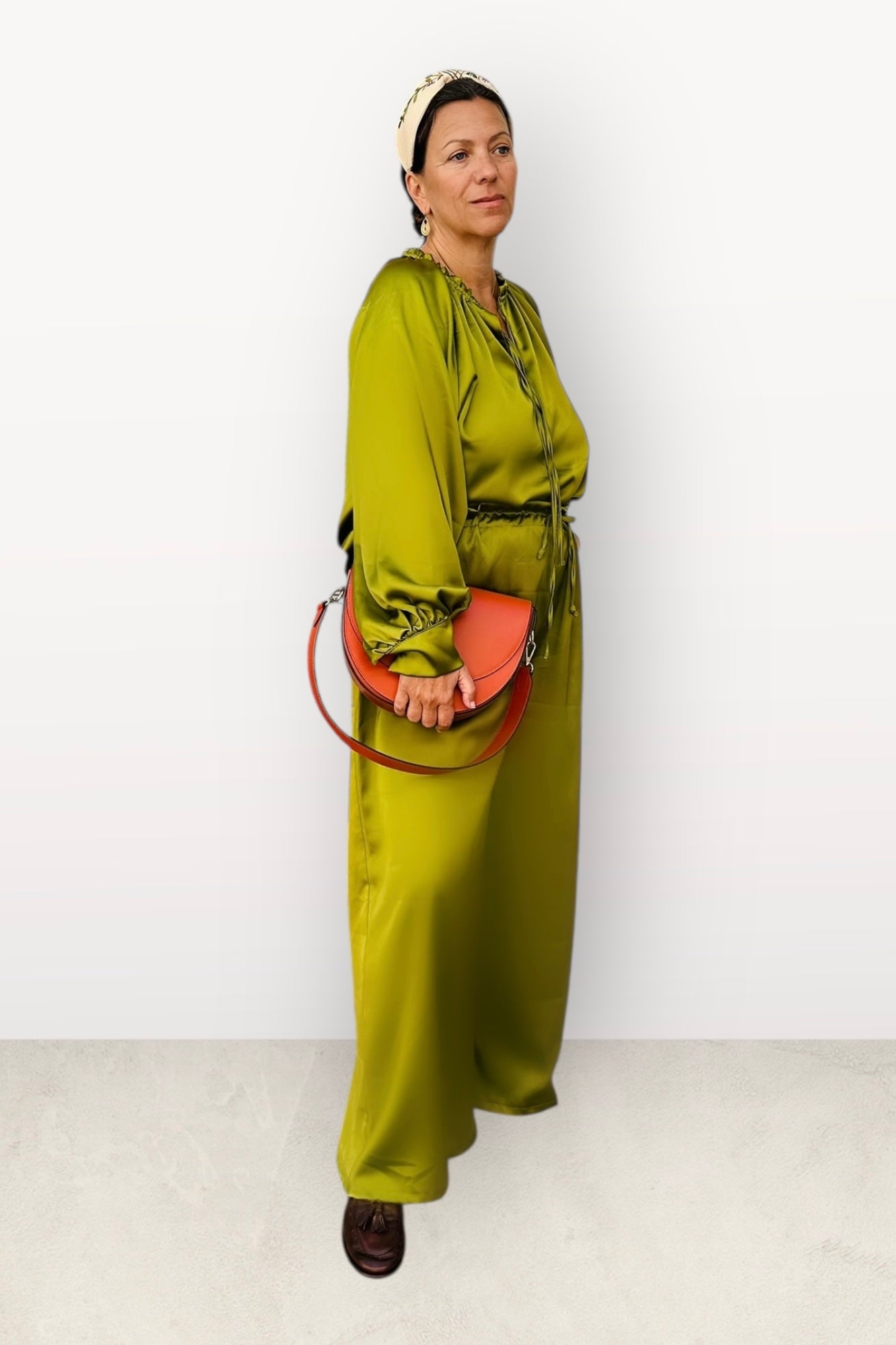 Charizma - Σετ Αέρινη Μπλουζα & Παντελόνα Σατέν Πράσινο