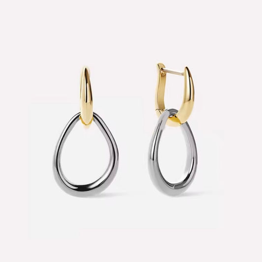 Σκουλαρίκια Επίχρυσα Διπλοί Κρίκοι Δάκρυ Επίχρυσο  & Ασήμι 925