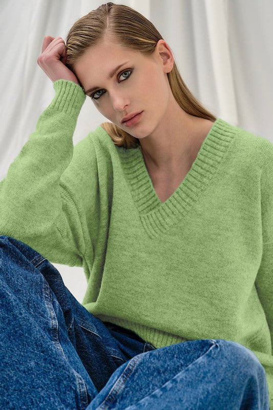 Tailor Made- V neck oversized Πουλόβερ Μέντα