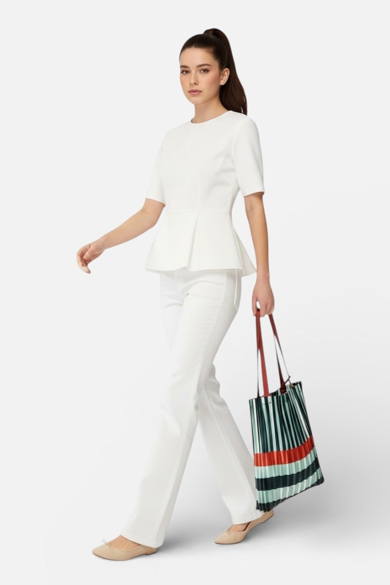 Multitudes - Τσάντα Tote Πλισέ από Σατέν «Smeralda» 40x48 εκ.