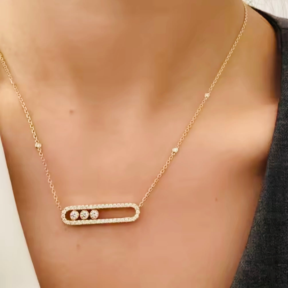 Κολιέ 925 Ασήμι Ροζ Χρυσό "Παρόν Παρελθόν Μέλλον"