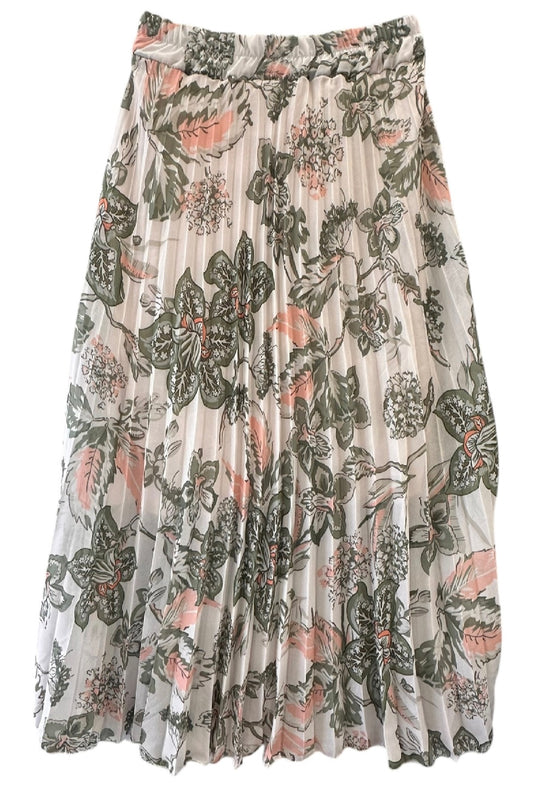 Charizma - Φούστα Πλισέ Με Λουλούδια Πράσινη