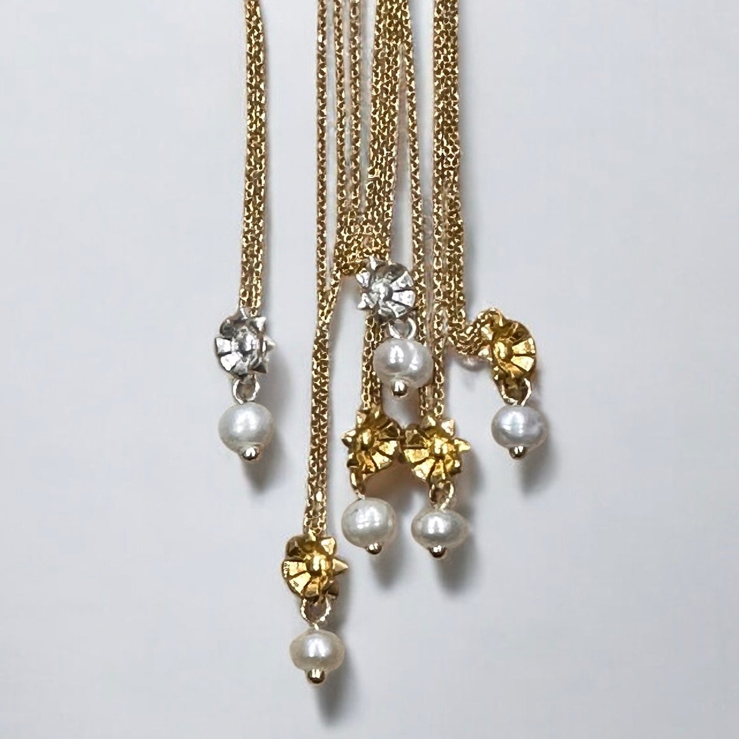 Pavlina Verouki - Flower Mini Ασημένιο Κολιέ Λουλούδι & Μαργαριτάρι Ασημί