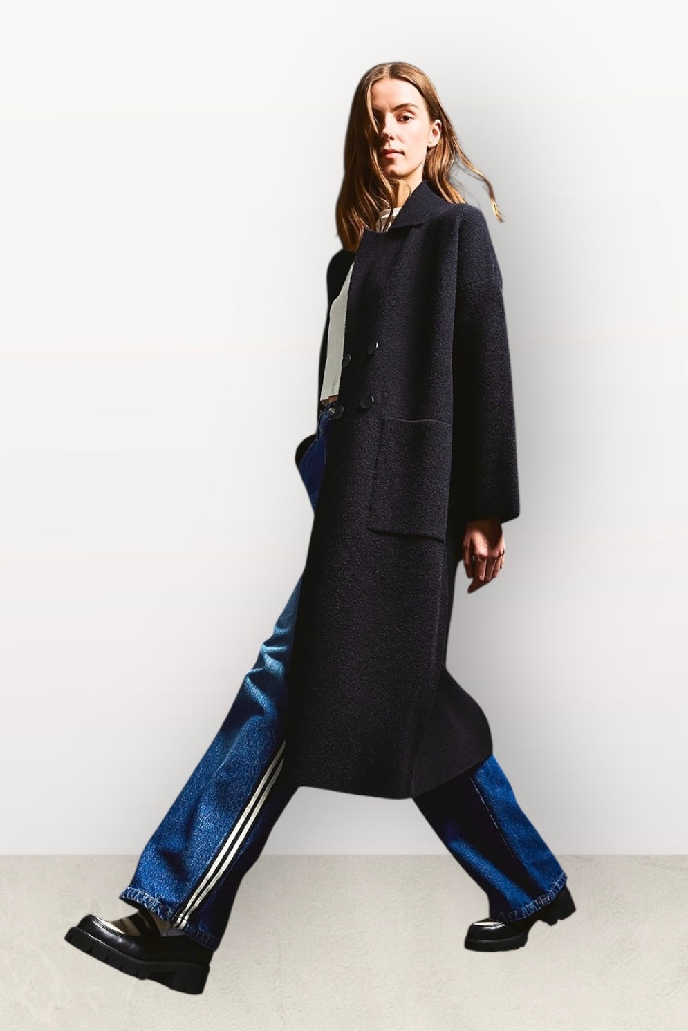 Tailor Made - Πλεκτή Μακριά Ζακέτα με Κουμπιά Μαύρη