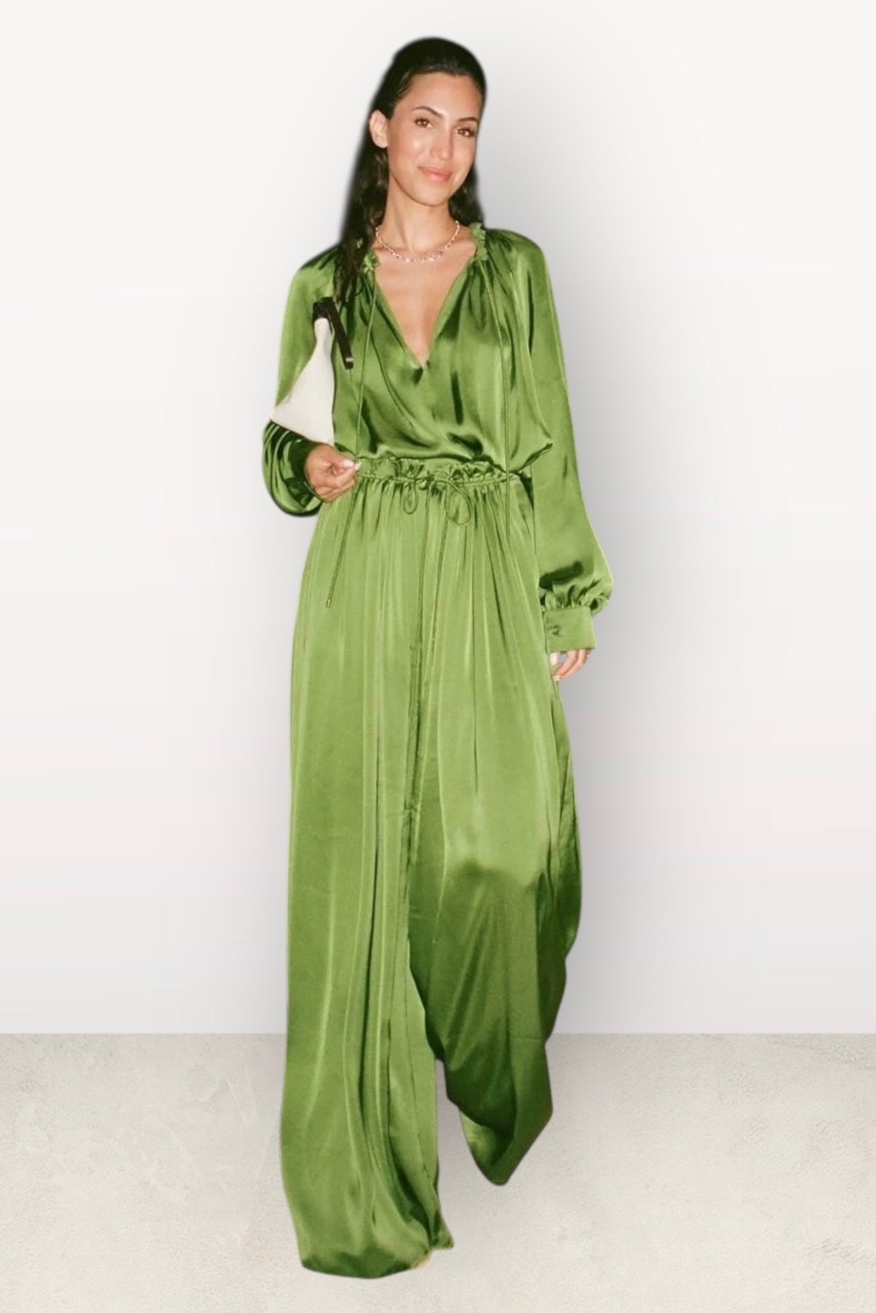 Charizma - Σετ Αέρινη Μπλουζα & Παντελόνα Σατέν Μπεζ