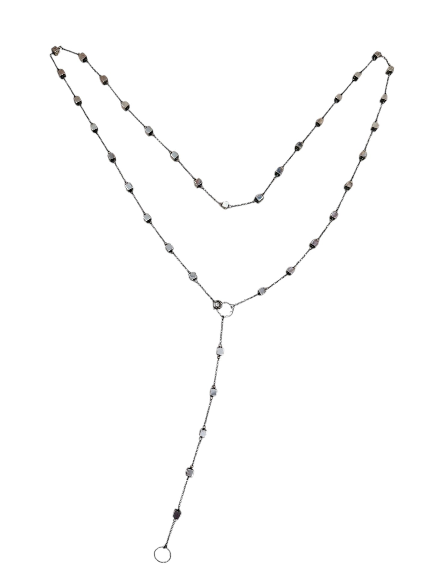 Dora Syrrou - Μαύρο Επιχρύσωμα Κολιέ Μακρύ Με Αιματίτη Μικρό Κυβάκι 95 cm