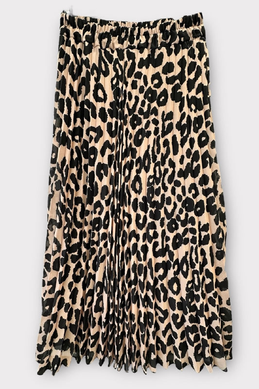 Charizma - Φούστα Animal print Κάμελ & Μαύρη Μάξι Πλισέ