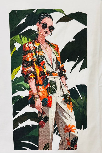 Unitee - Λευκό Μακό T-Shirt με Στάμπα «Fashion Lady»
